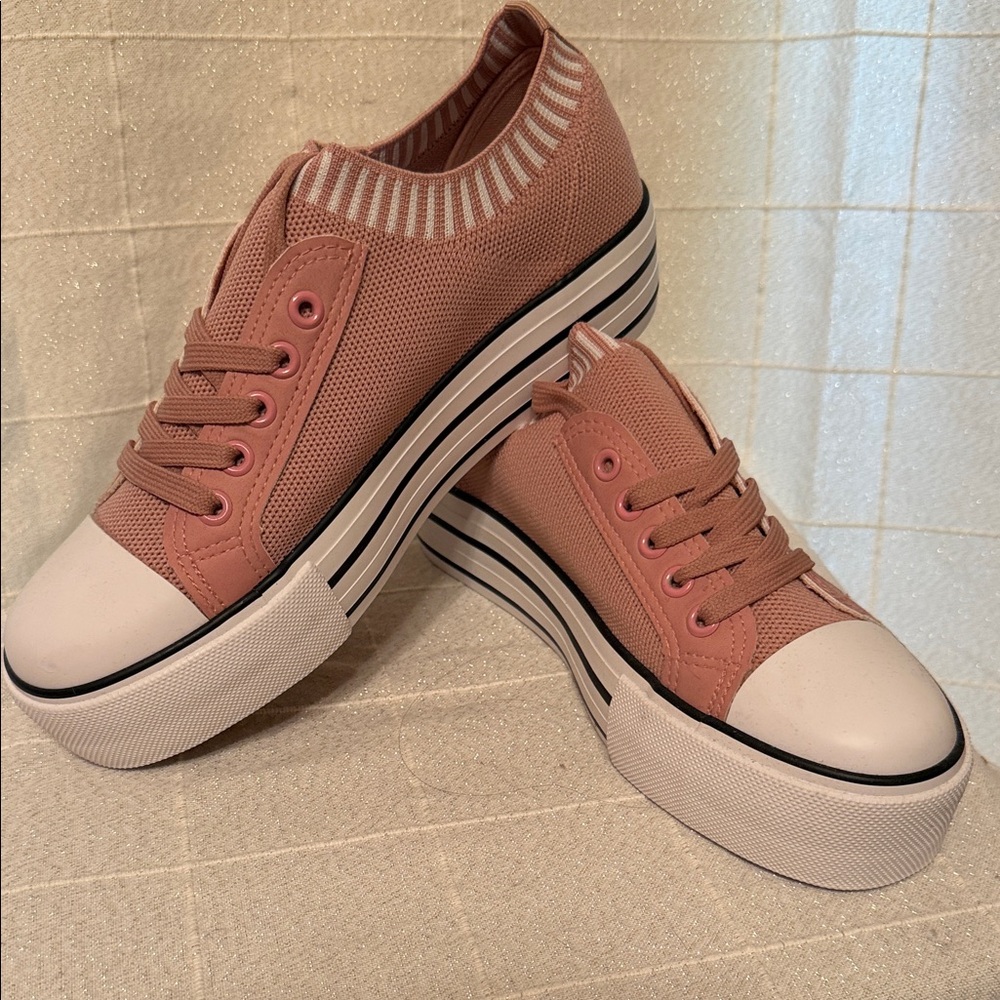 Olivia Miller Pink Lace-Up Sneakers